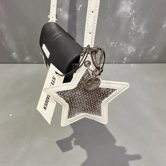 Steve Madden Moto Two-Tone Black and Cream Shoulder Bag - Picture 9 of 11